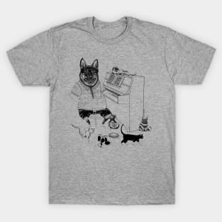 Katzenhaus German Shepherd and lots of Cats playing Piano! T-Shirt